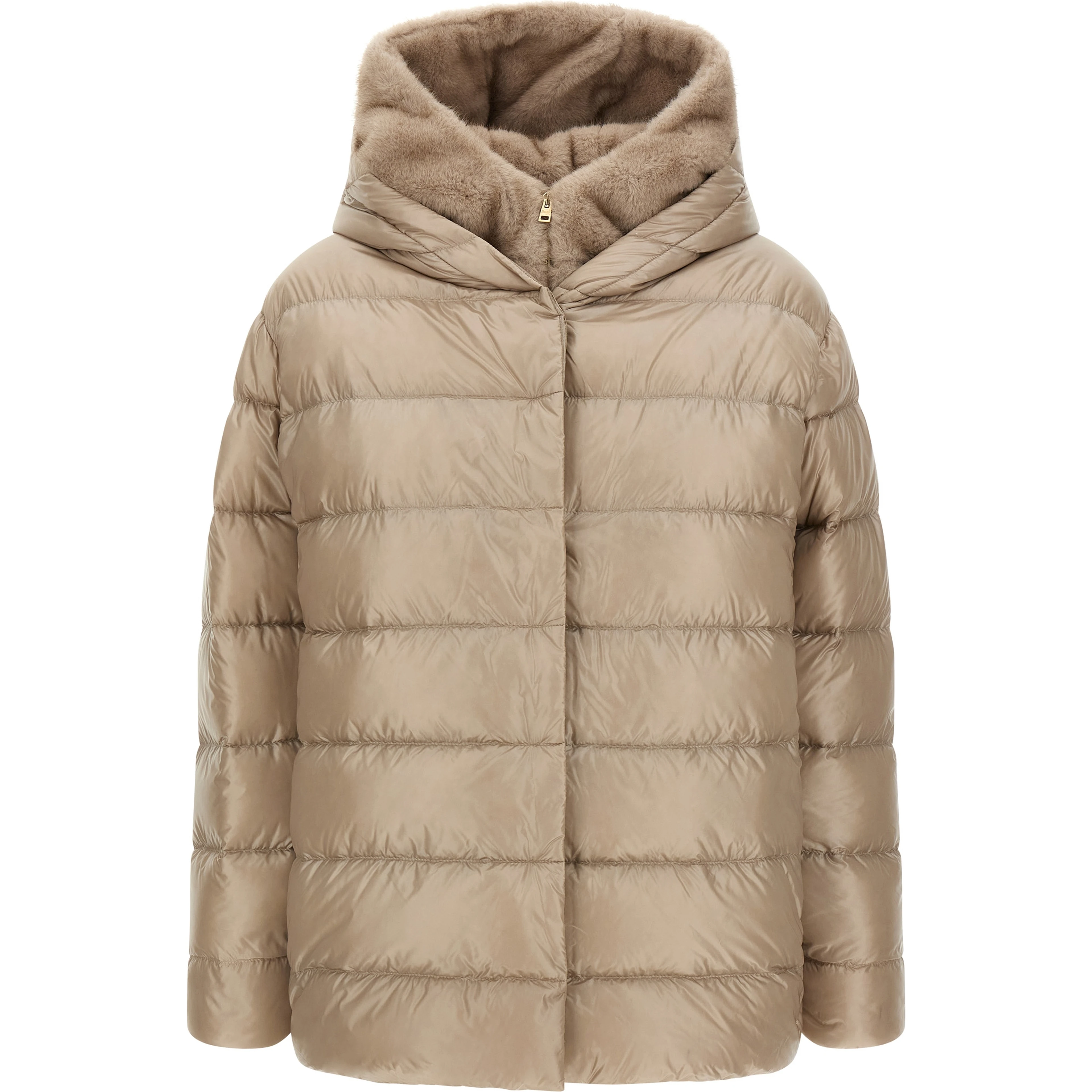 Beige Polyamide Full-Length Jacket