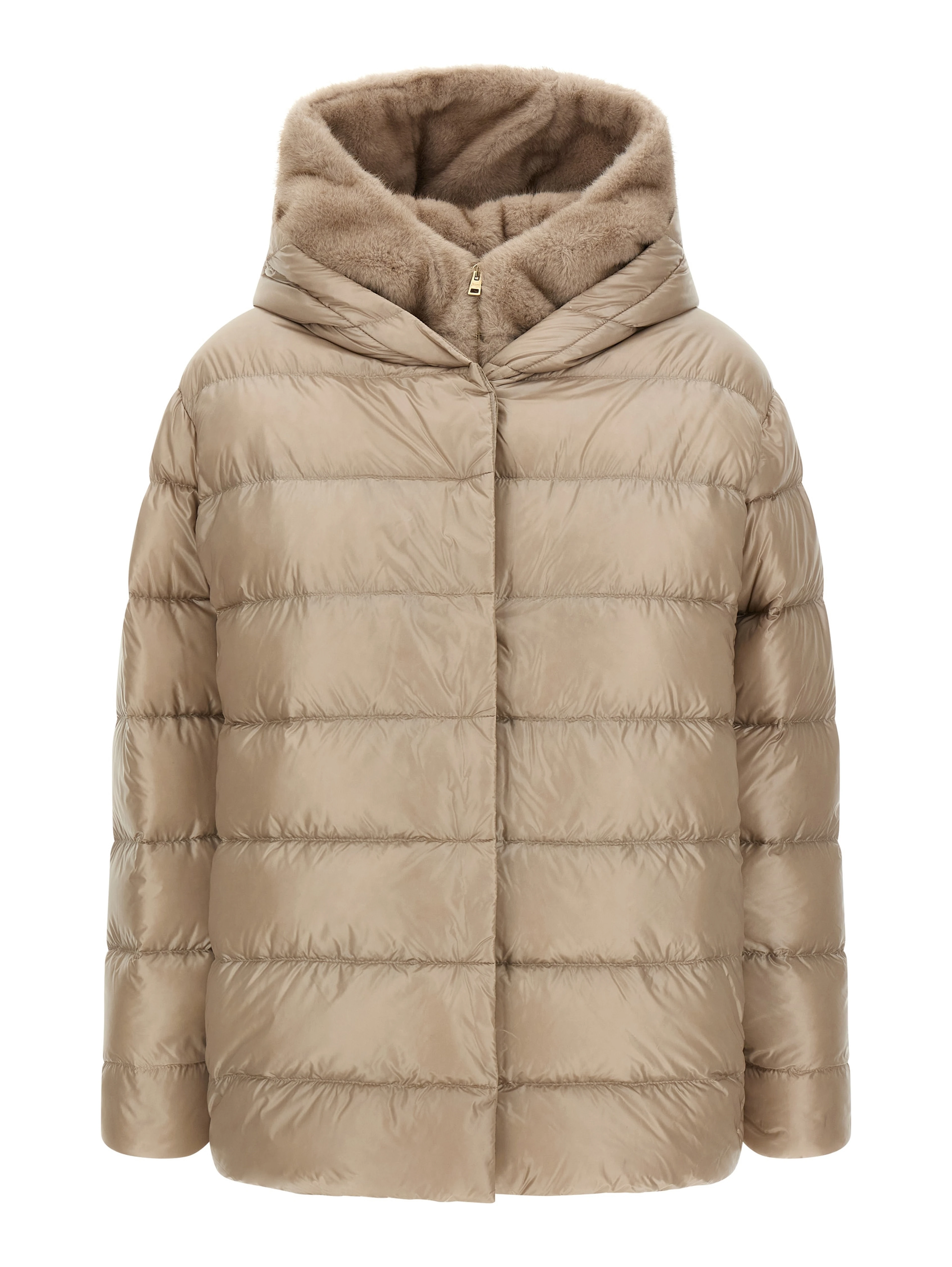 Beige Polyamide Full-Length Jacket