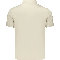 Beige Cotton Mens Polo Shirt