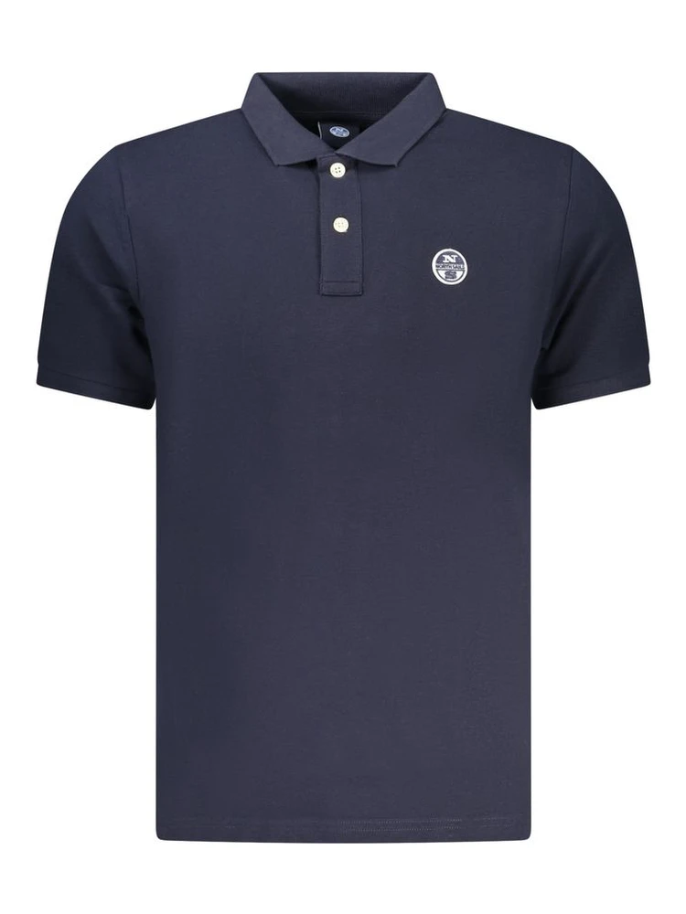 Blue Cotton Men Polo Shirt