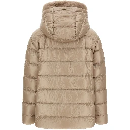 Beige Polyamide Full-Length Jacket