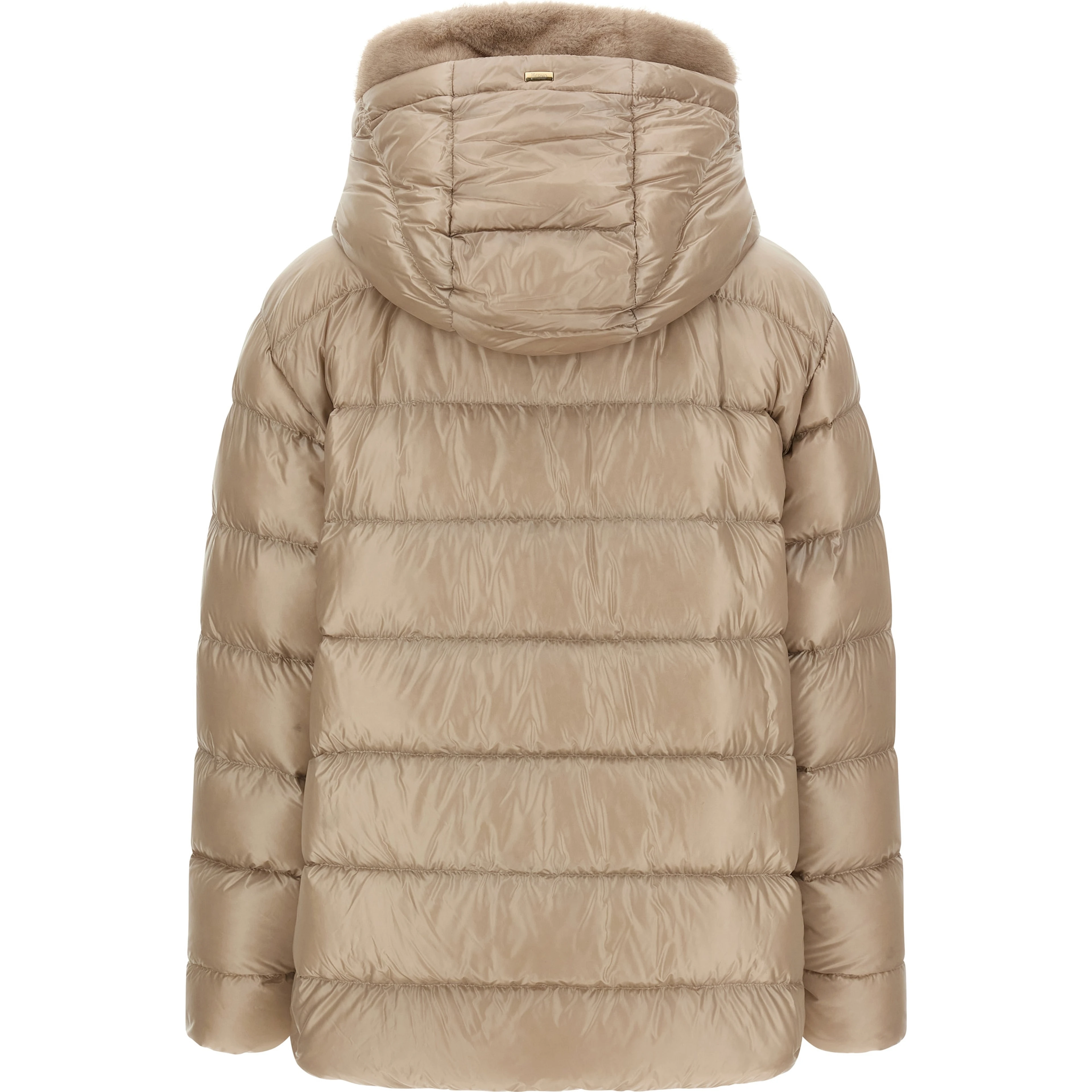 Beige Polyamide Full-Length Jacket