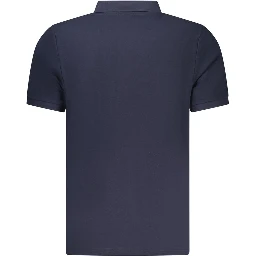 Blue Cotton Men Polo Shirt