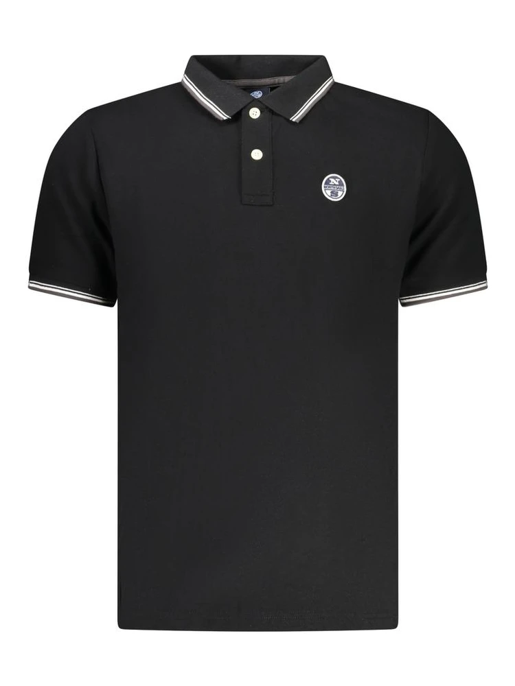 Black Cotton Men Polo