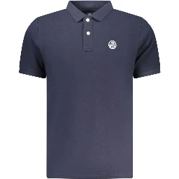 Blue Cotton Men Polo Shirt