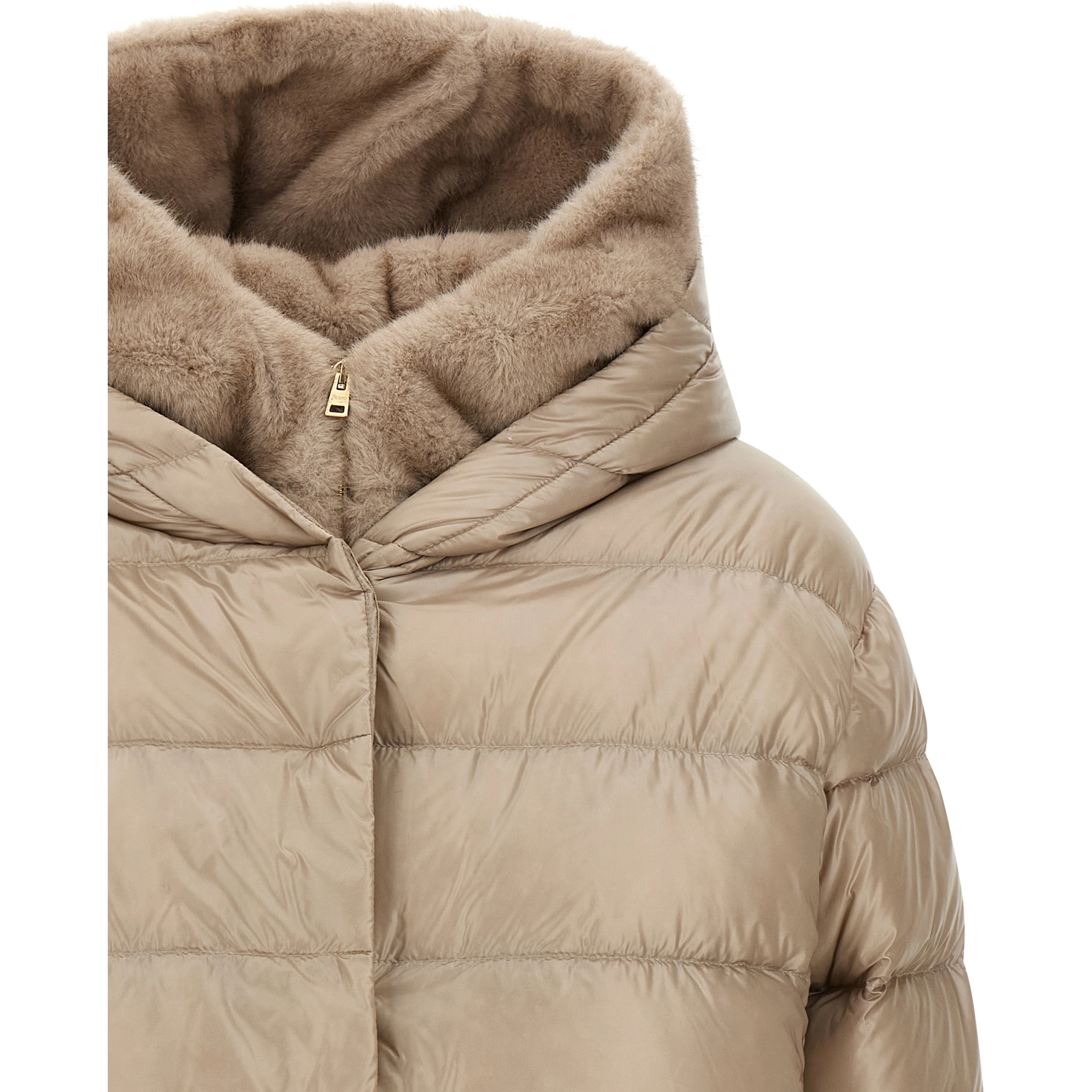 Beige Polyamide Full-Length Jacket