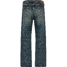 Blue Cotton Straight-Leg Jeans