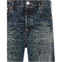 Blue Cotton Straight-Leg Jeans