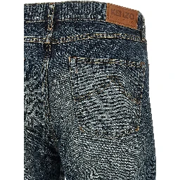 Blue Cotton Straight-Leg Jeans