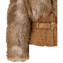 Brown Polyester Full-Length Jacket