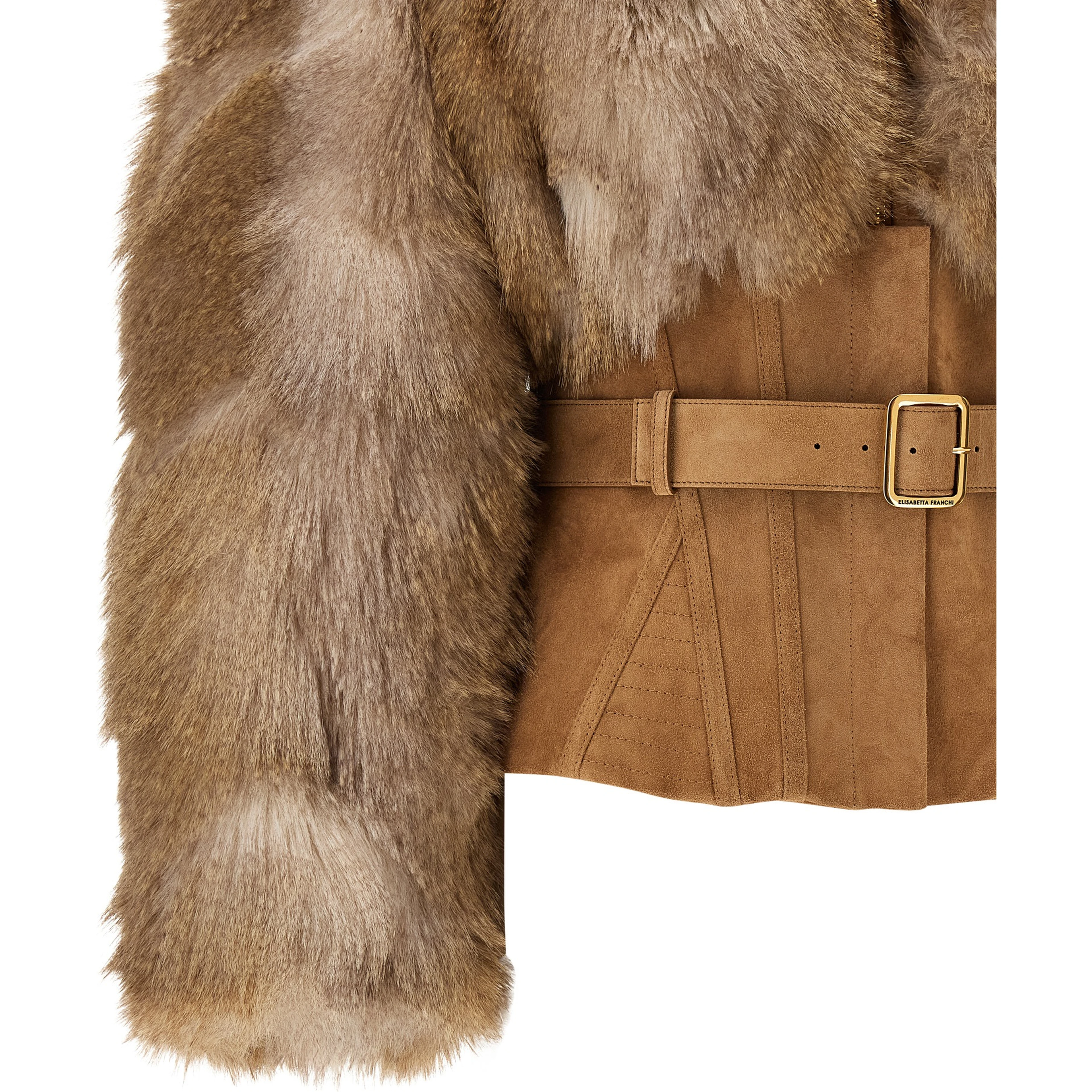 Brown Polyester Full-Length Jacket