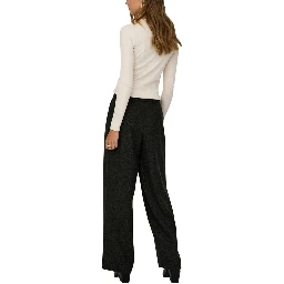 Black Polyester Flared Pants