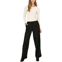 Black Polyester Flared Pants