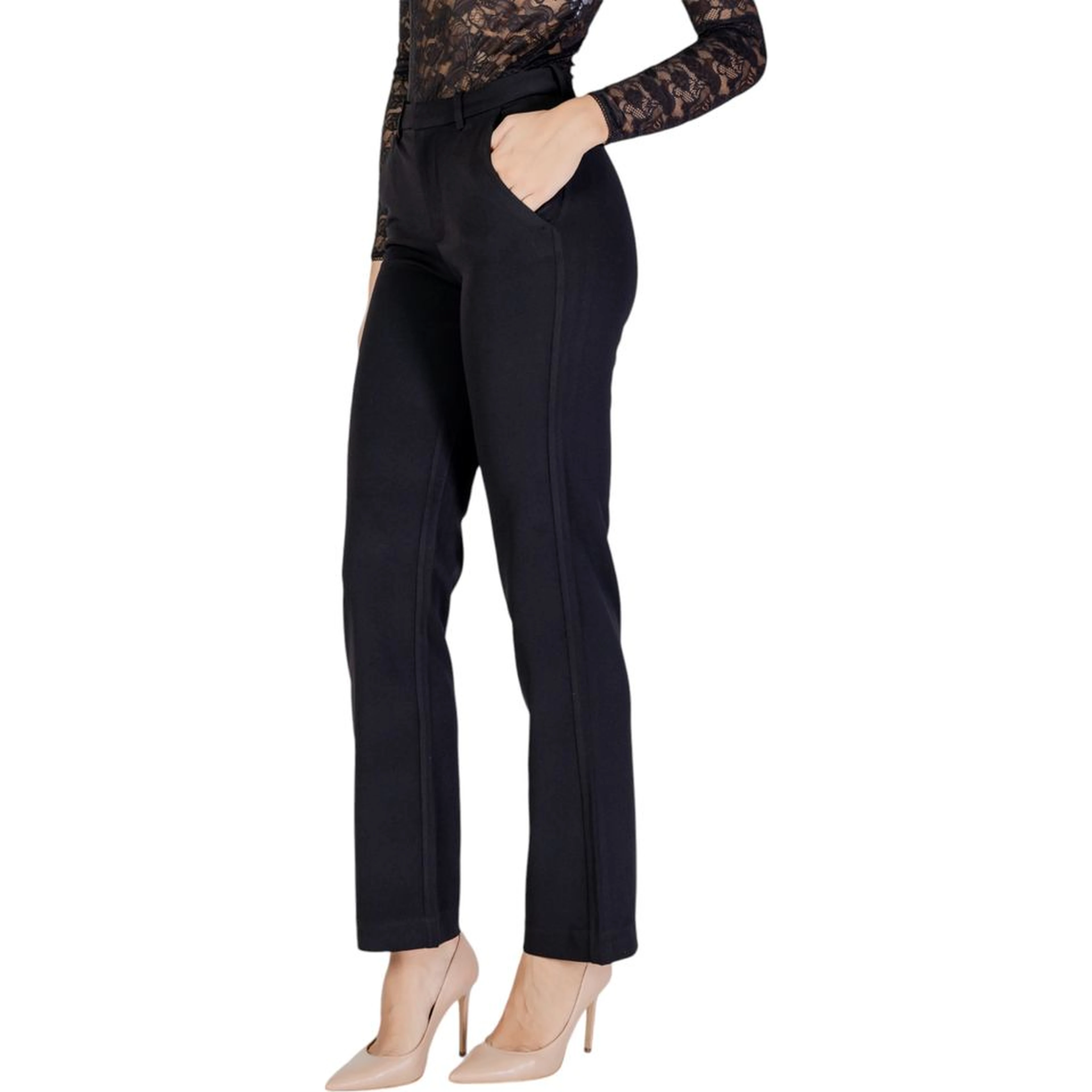 Black Recycled Polyester Flared Pants