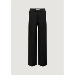 Black Polyester Casual Pants