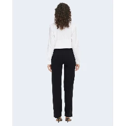 Black Elastane Casual Pants