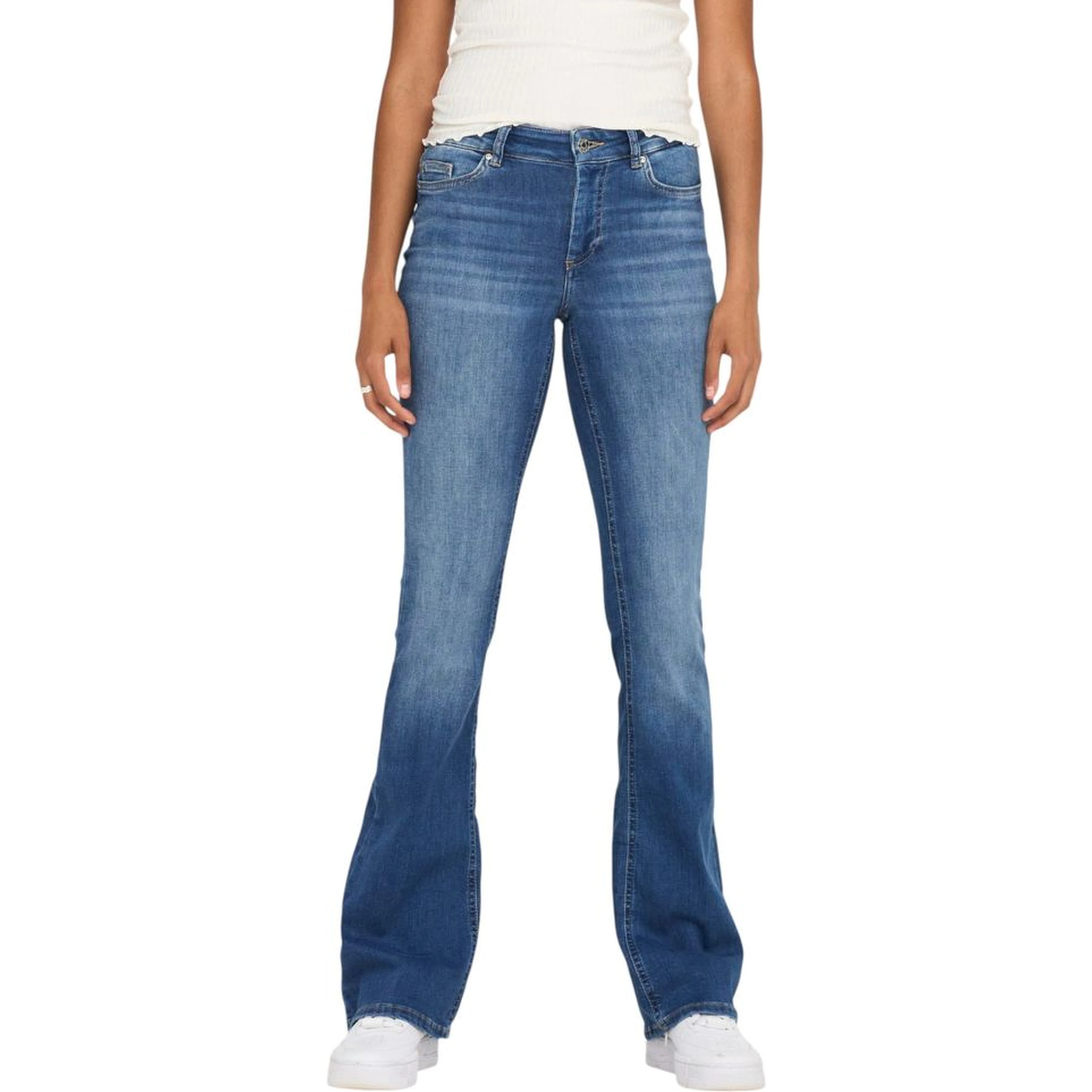 Blue Elastane Bootcut Jeans
