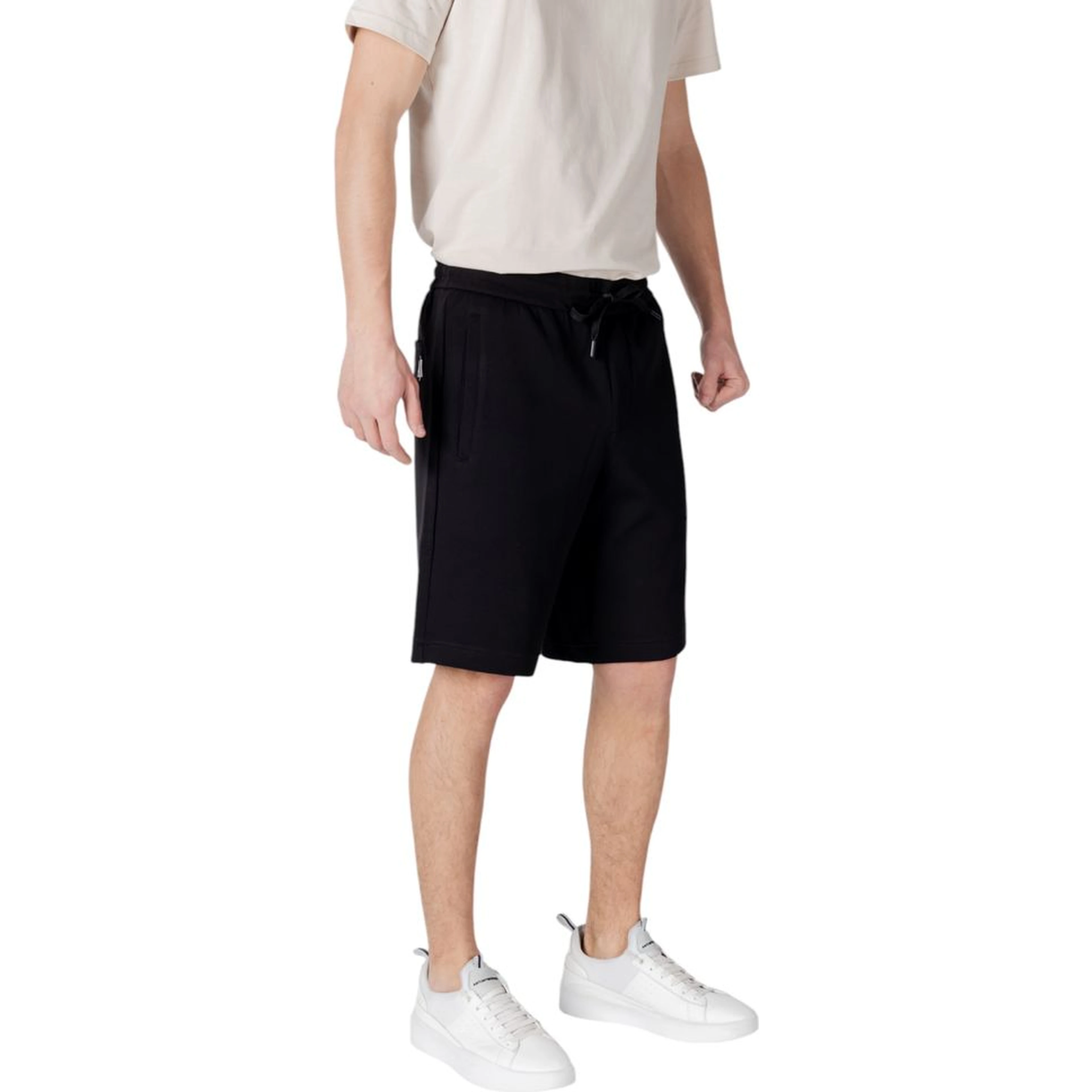Black Cotton Bermuda Shorts