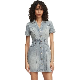 Blue Cotton Midi Dress