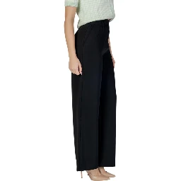 Black Polyester Casual Pants