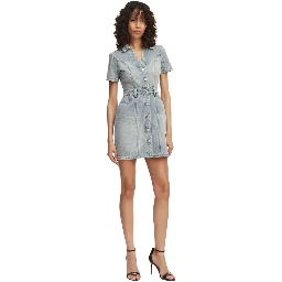 Blue Cotton Midi Dress