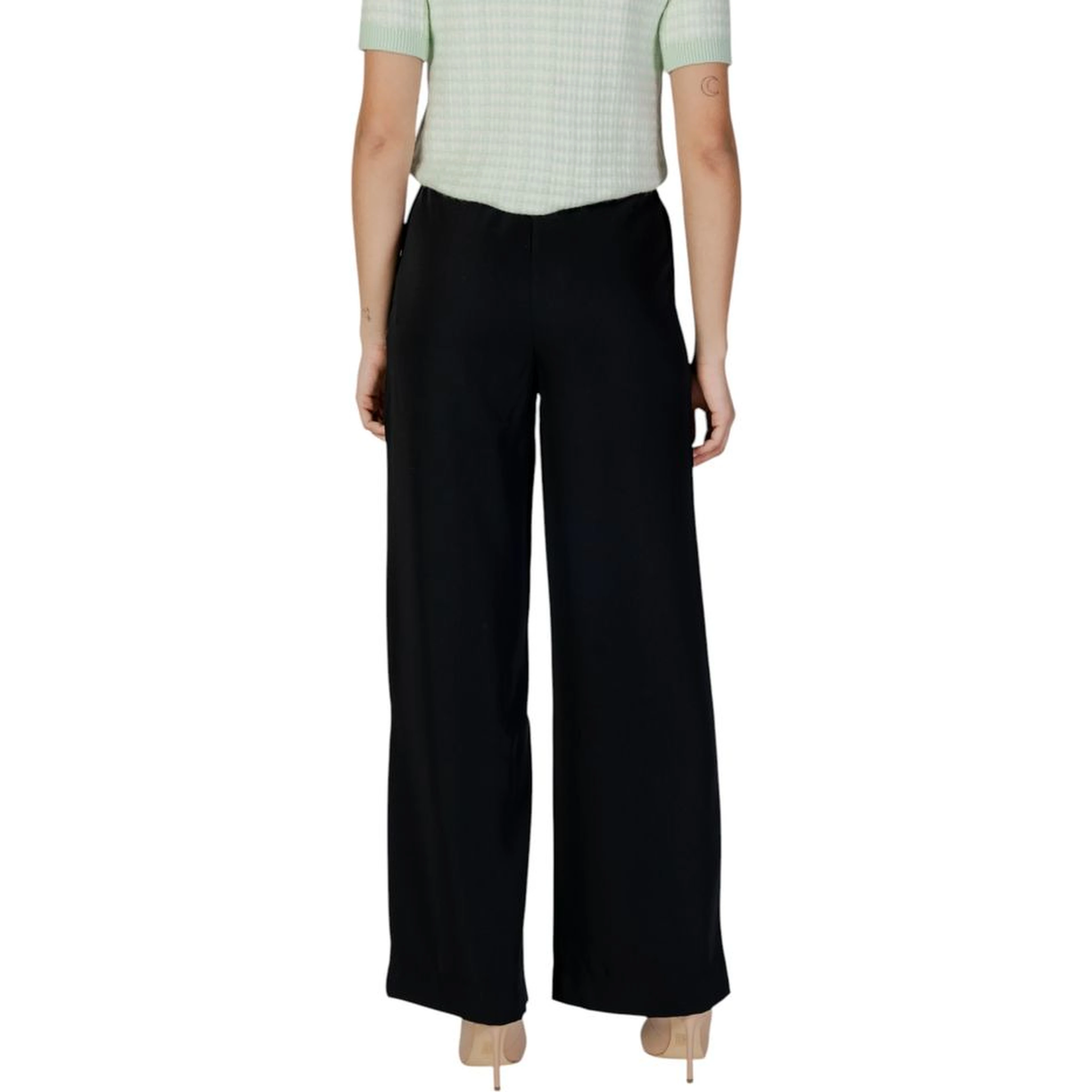 Black Polyester Casual Pants
