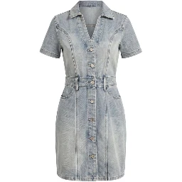 Blue Cotton Midi Dress