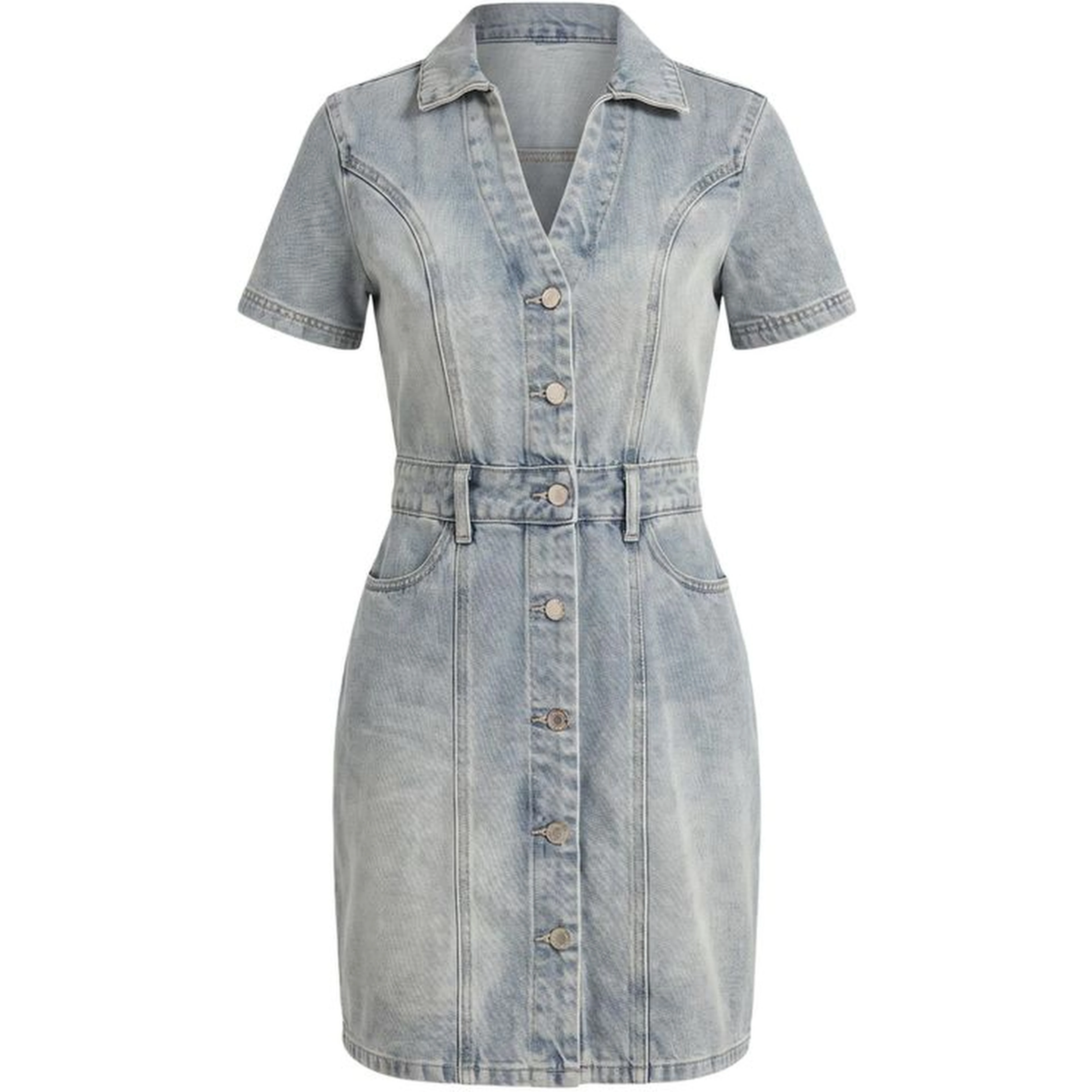 Blue Cotton Midi Dress