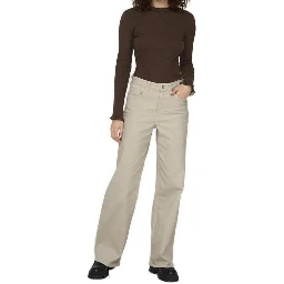 Beige Cotton Relaxed Fit Jeans