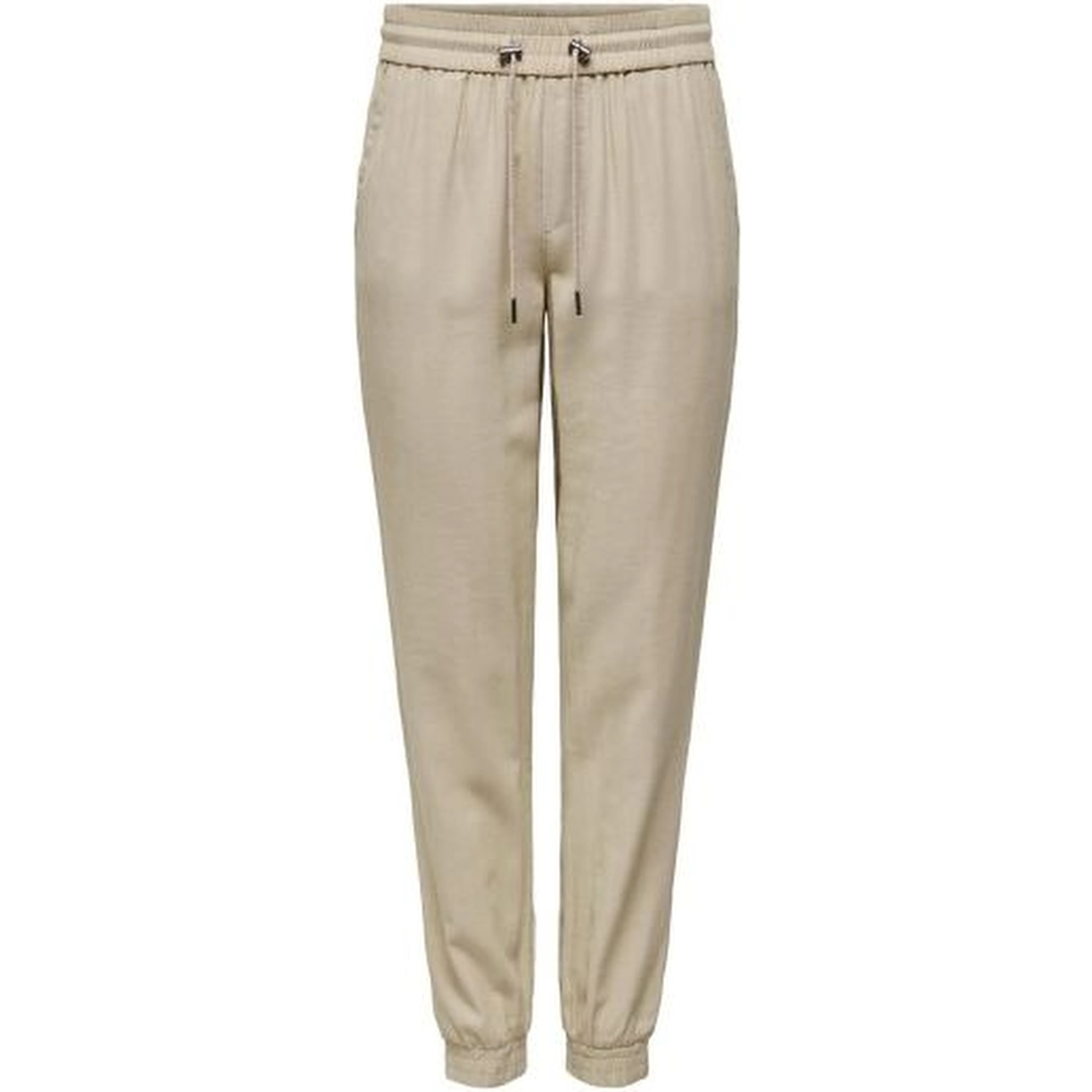 Beige Viscose Casual Pants