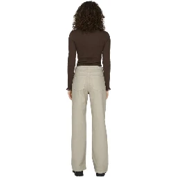 Beige Cotton Relaxed Fit Jeans