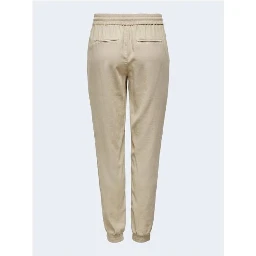 Beige Viscose Casual Pants