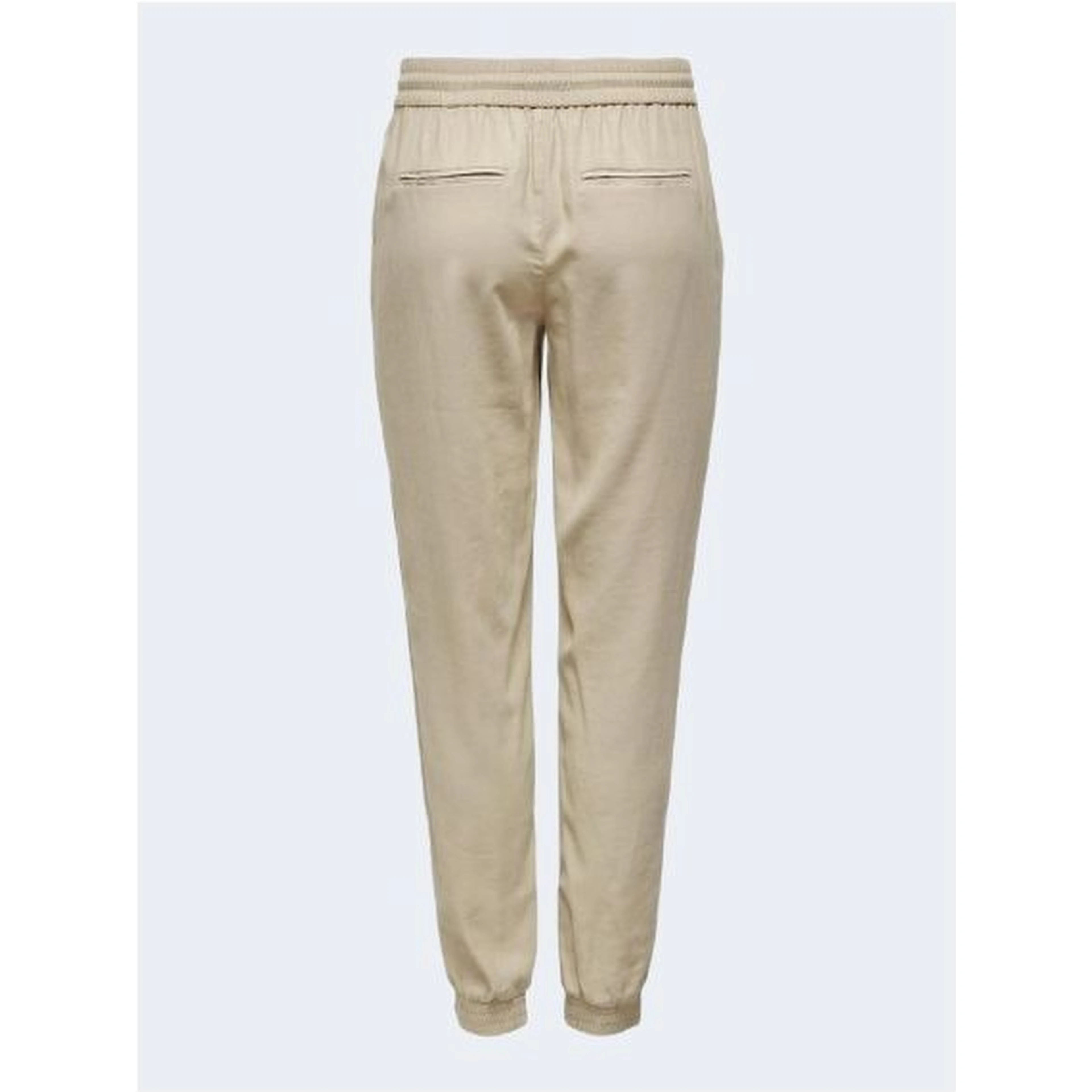 Beige Viscose Casual Pants