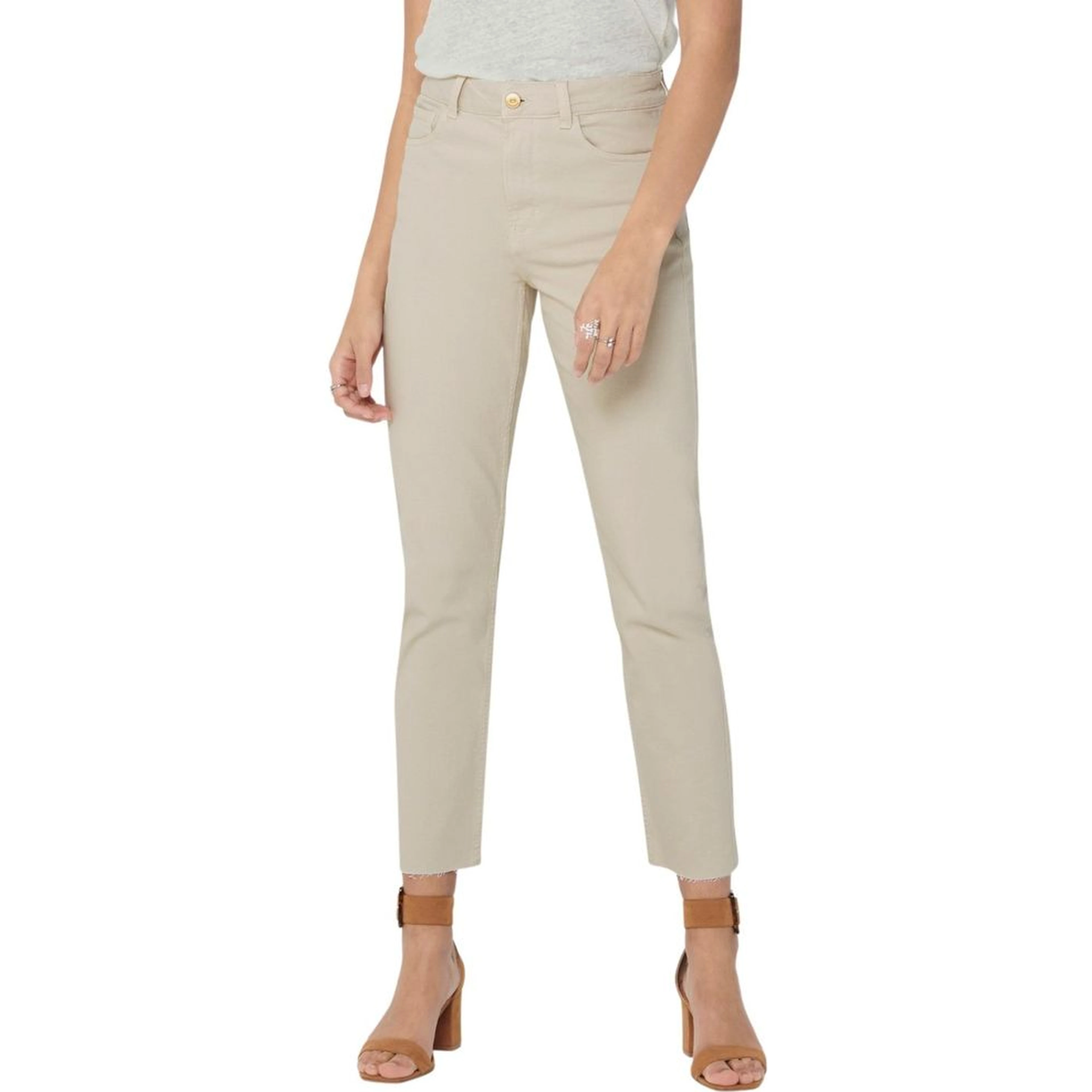 Beige Cotton Mom Jeans