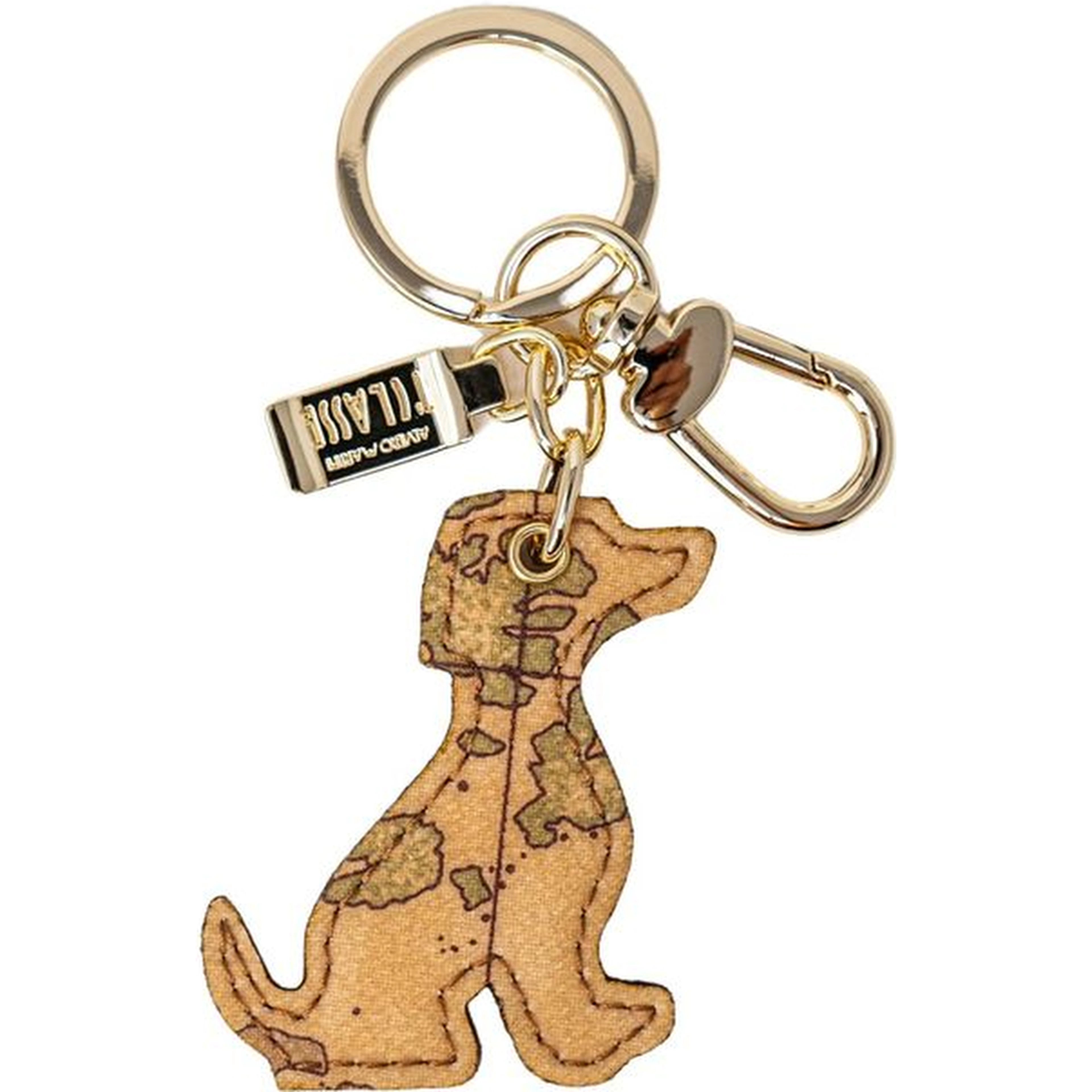 Beige Leather Keychain