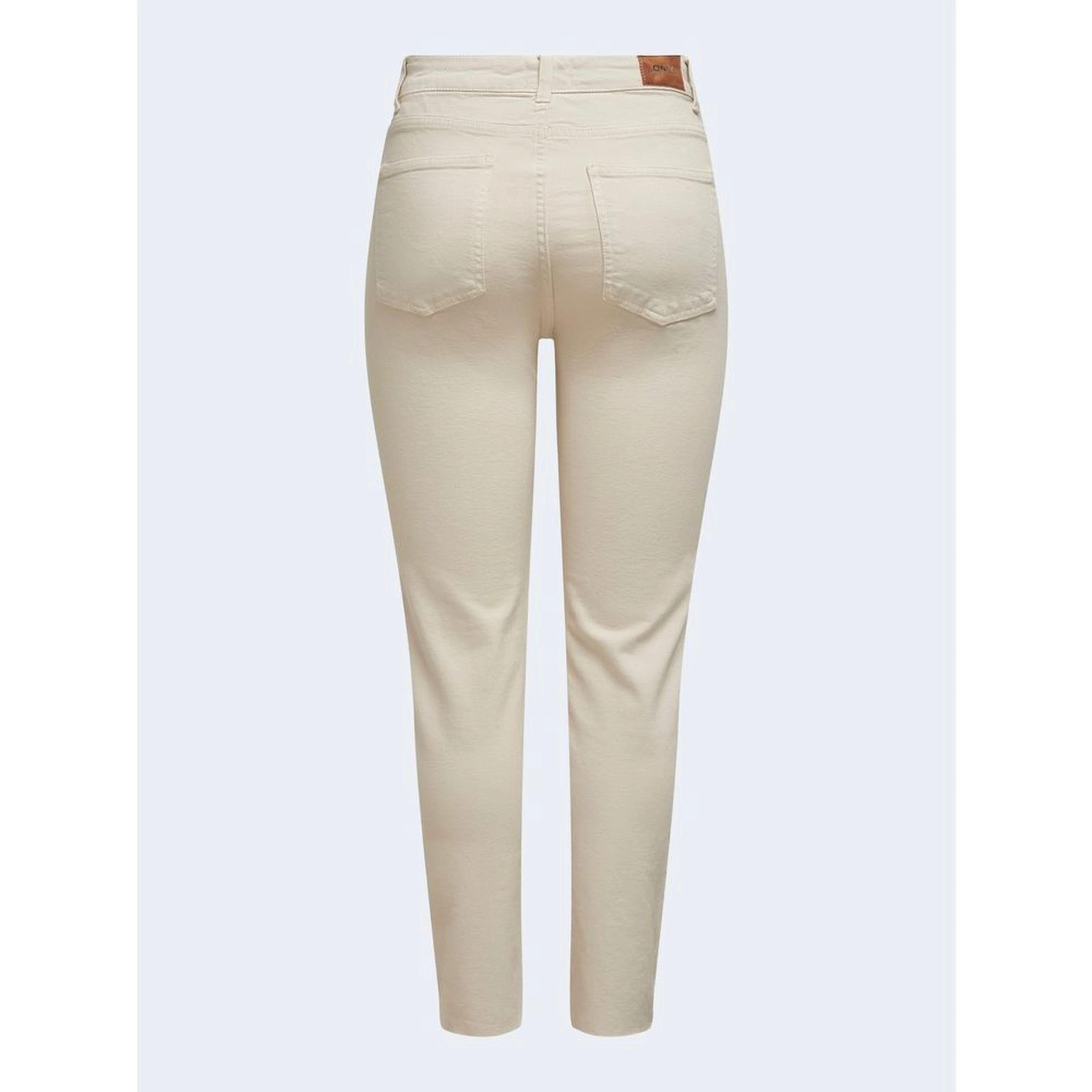 Beige Cotton Mom Jeans