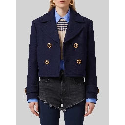 Cropped navy peacoat