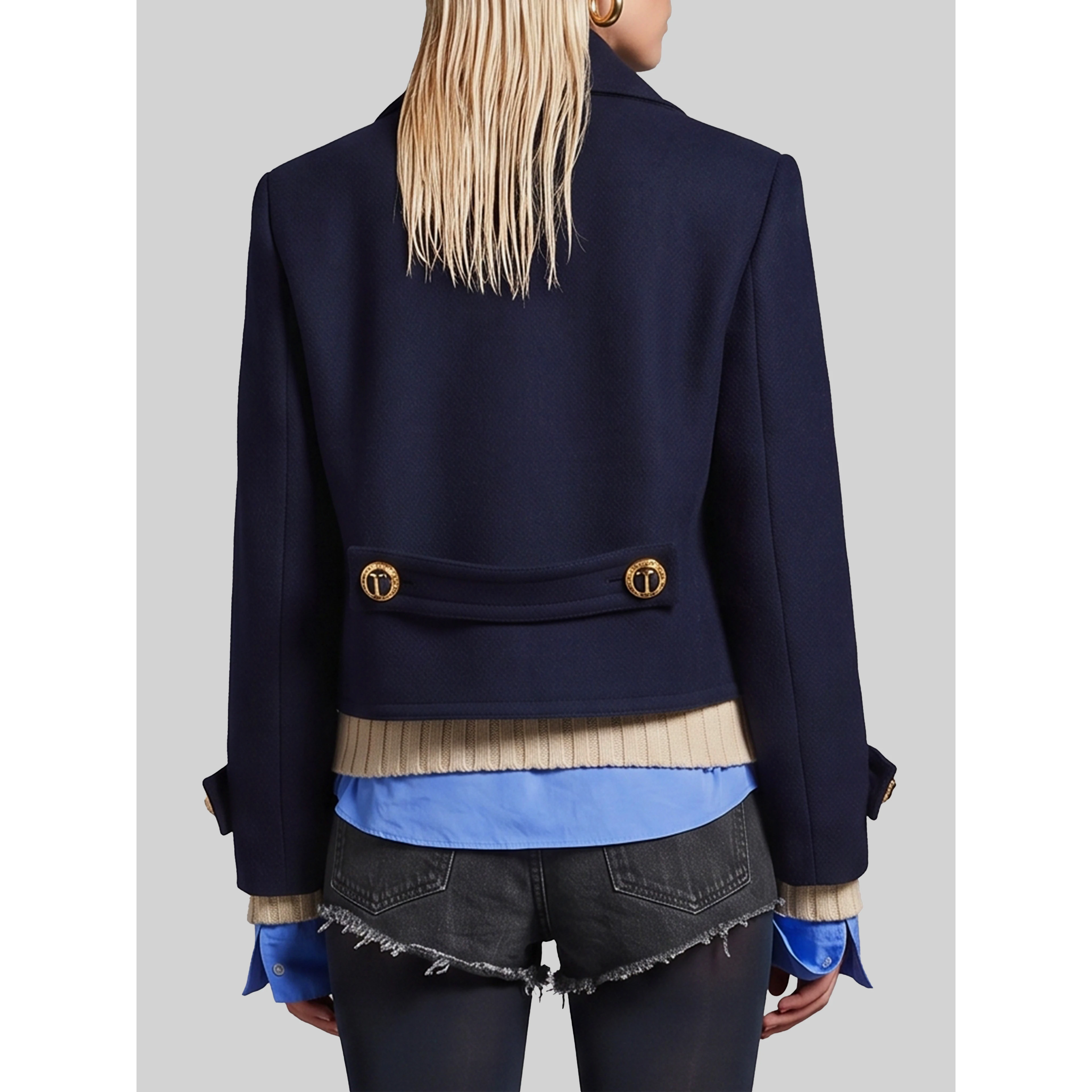 Cropped navy peacoat