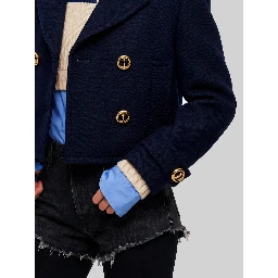 Cropped navy peacoat