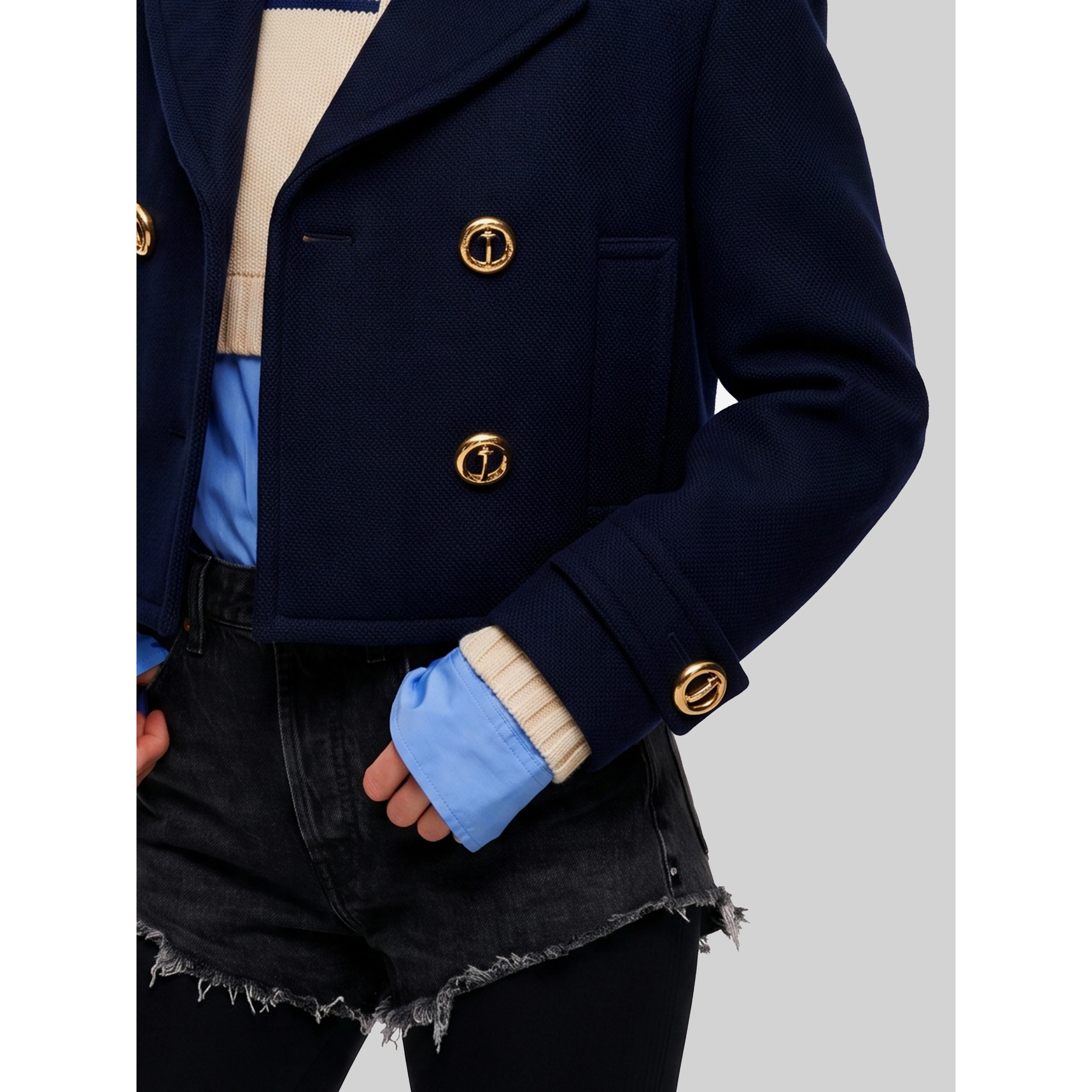 Cropped navy peacoat