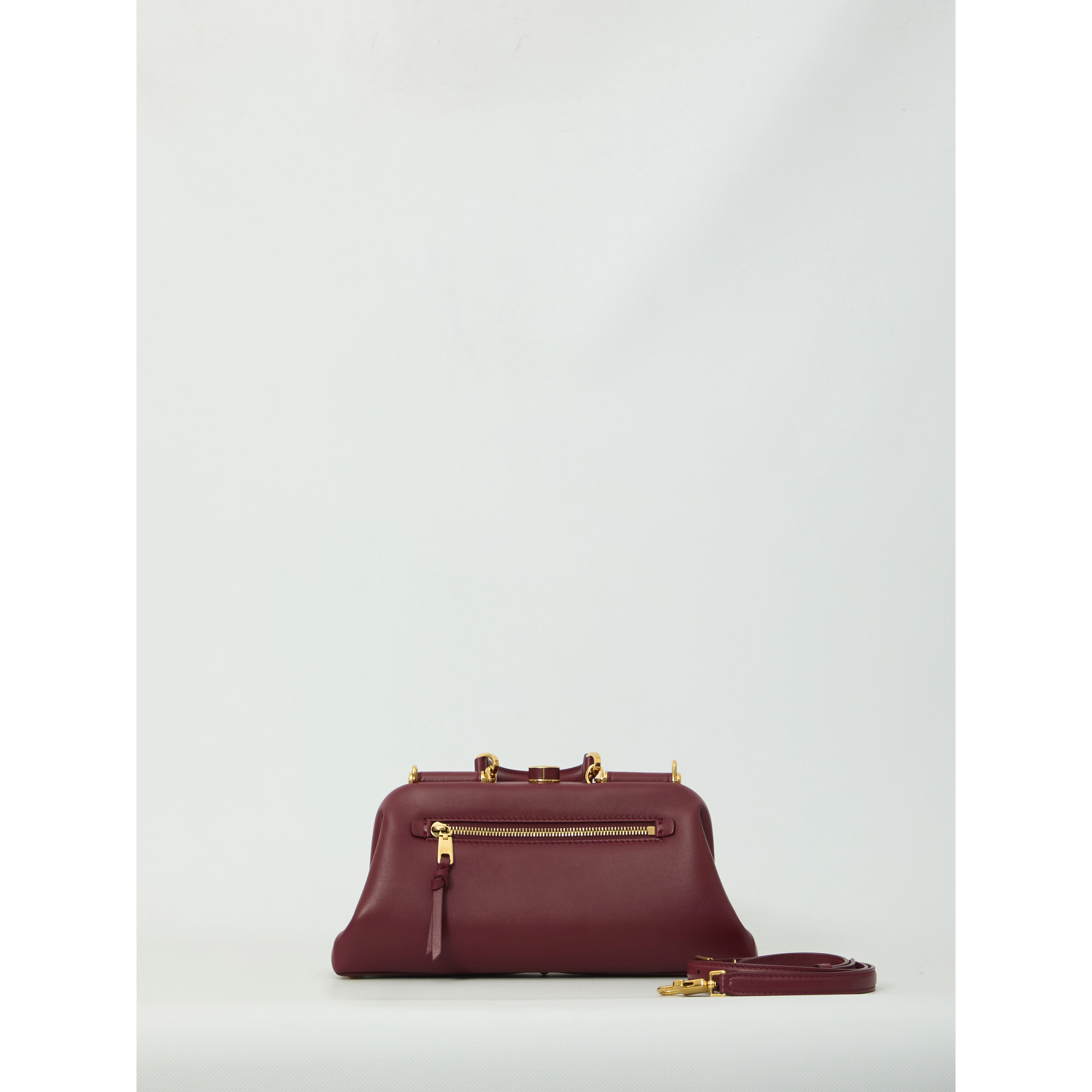 Burgundy lambskin shoulder bag