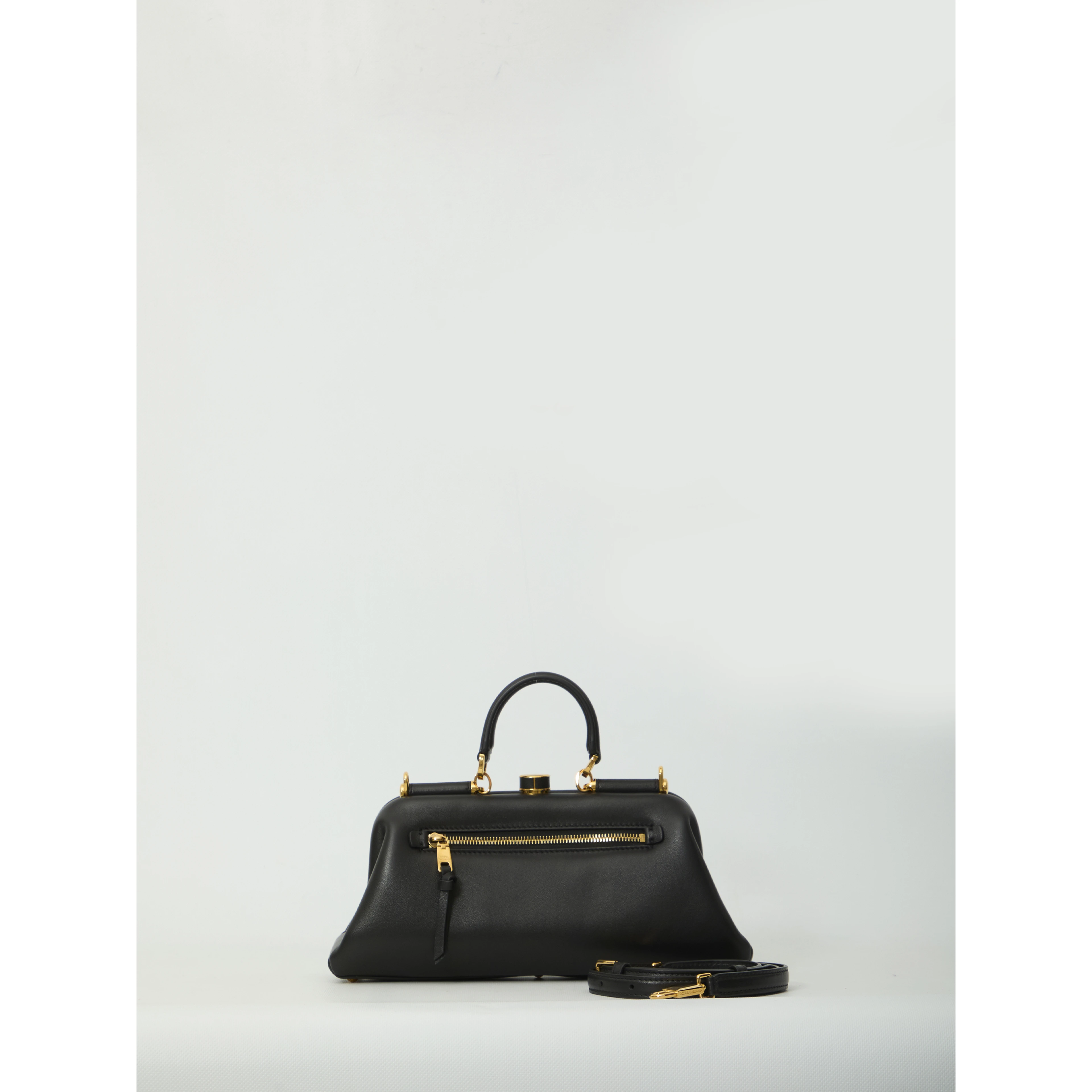 Black lambskin shoulder bag