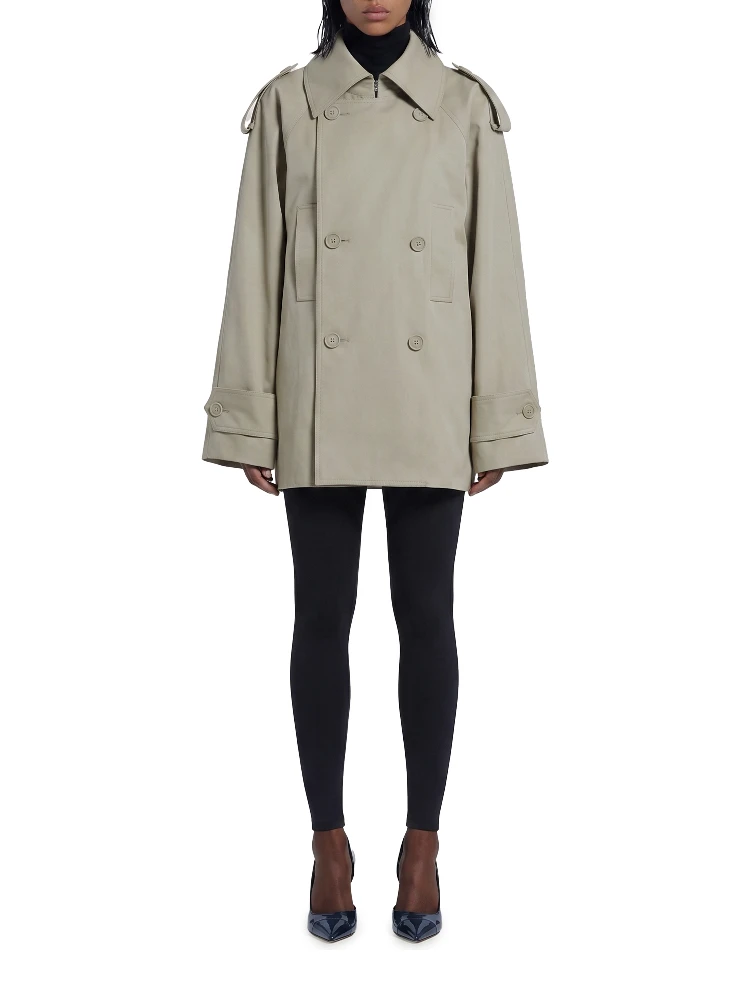 Light beige double-breasted trench coat