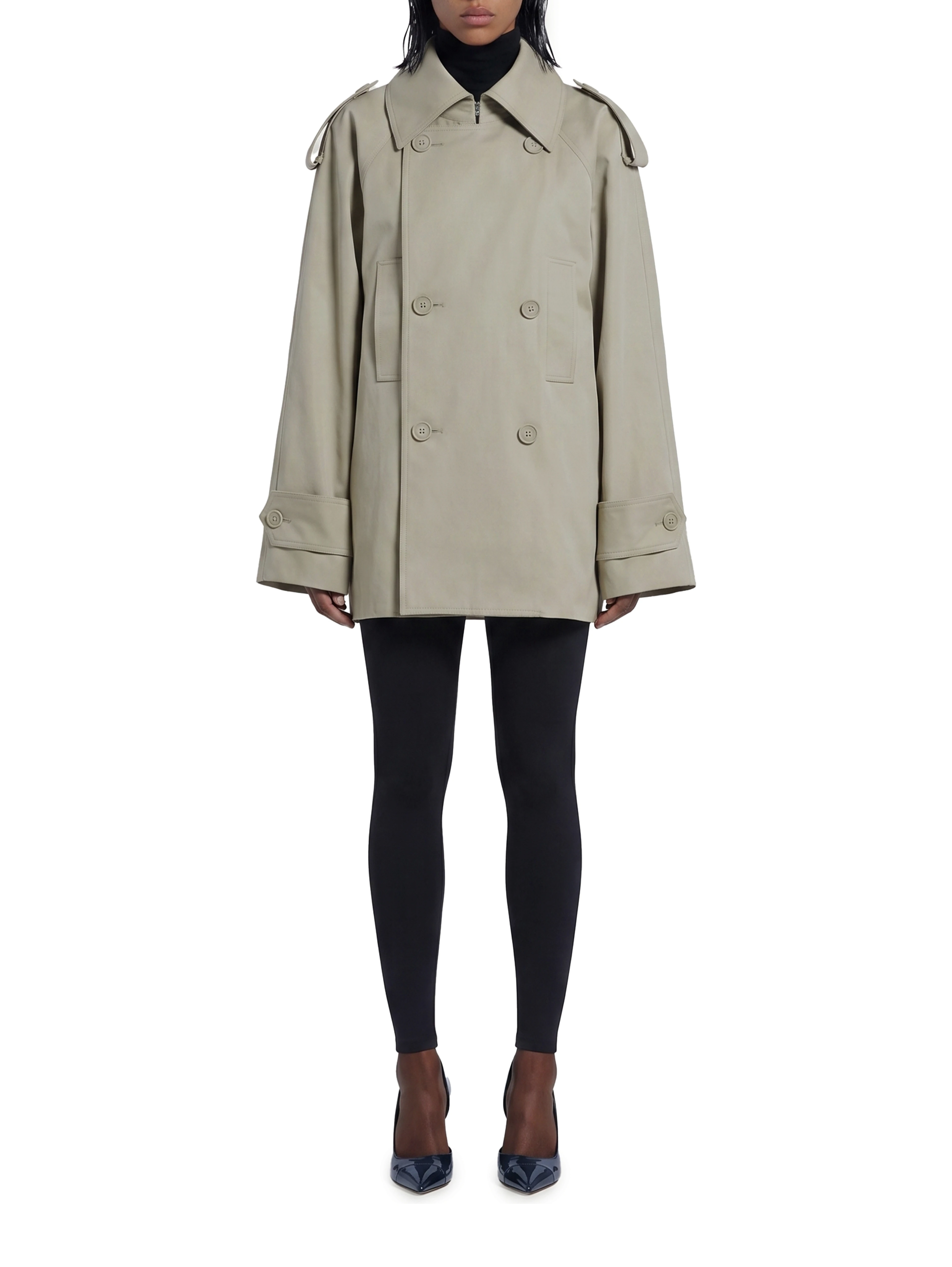 Light beige double-breasted trench coat