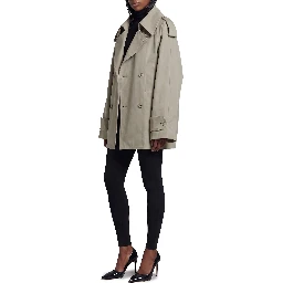 Light beige double-breasted trench coat