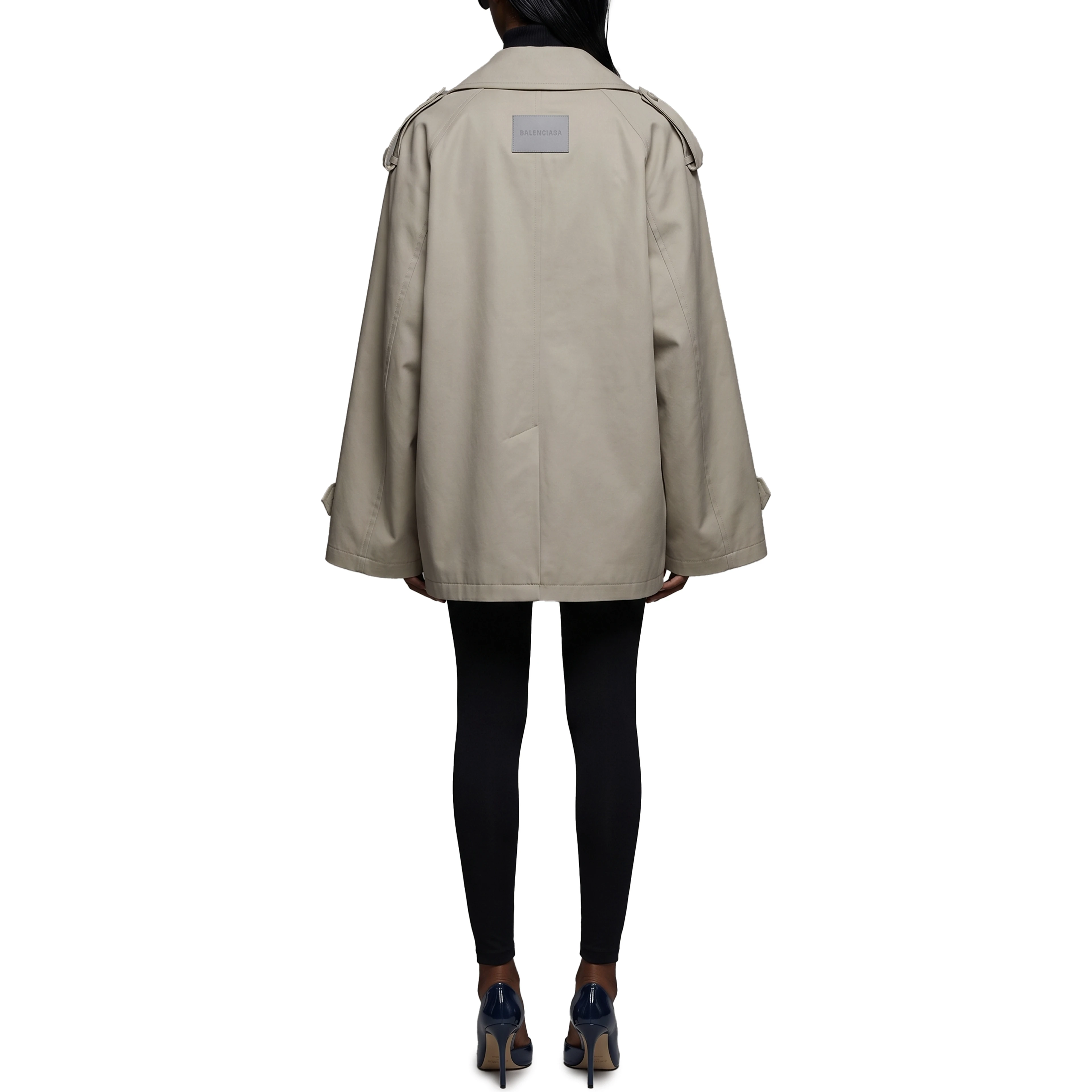 Light beige double-breasted trench coat