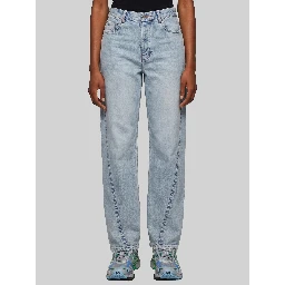 Light blue faded jeans with twisted seams
