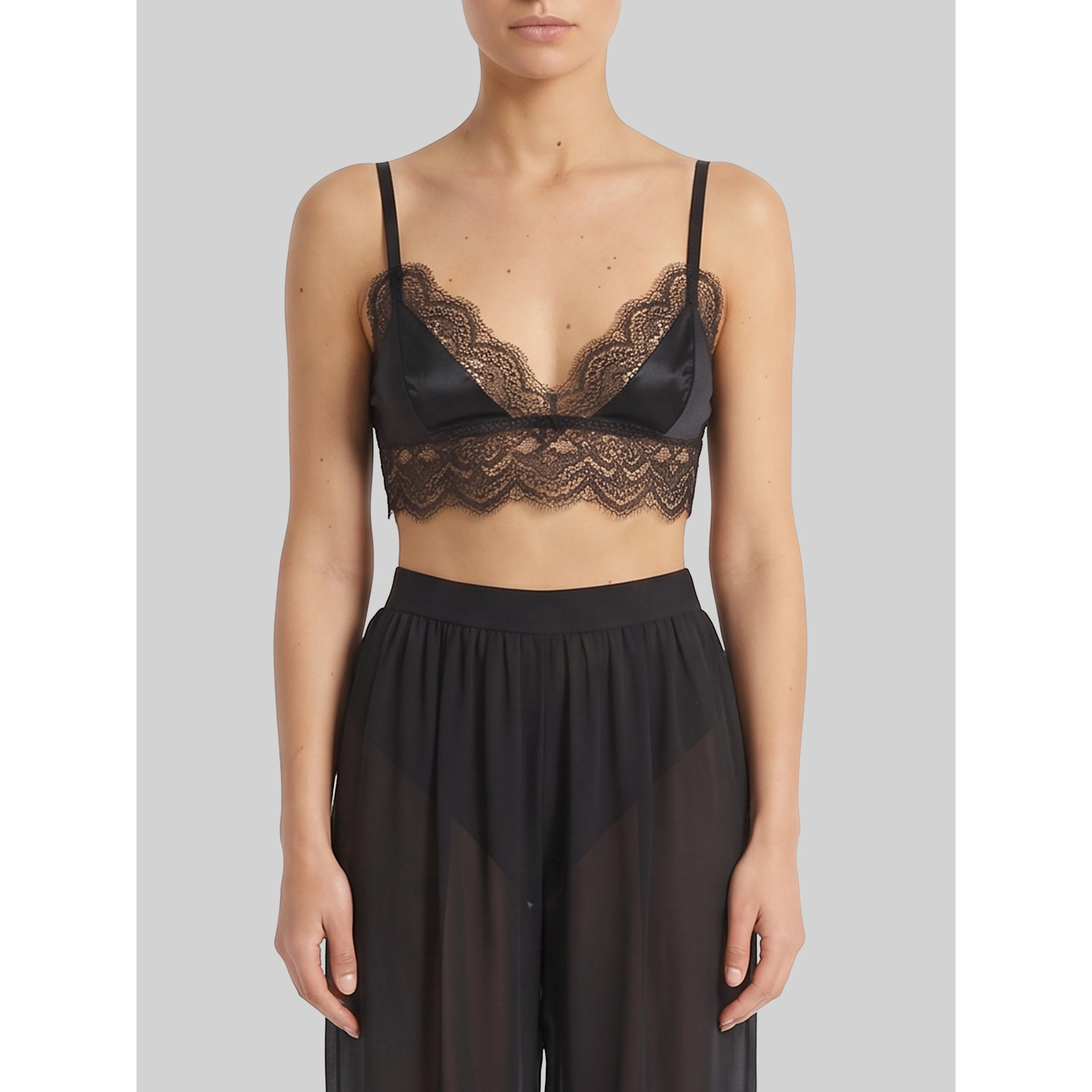 Satin bralette with lace