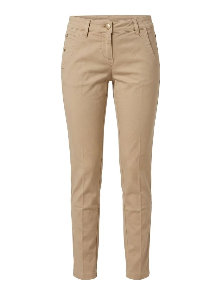 Beige Cotton Women Pants
