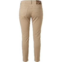 Beige Cotton Women Pants